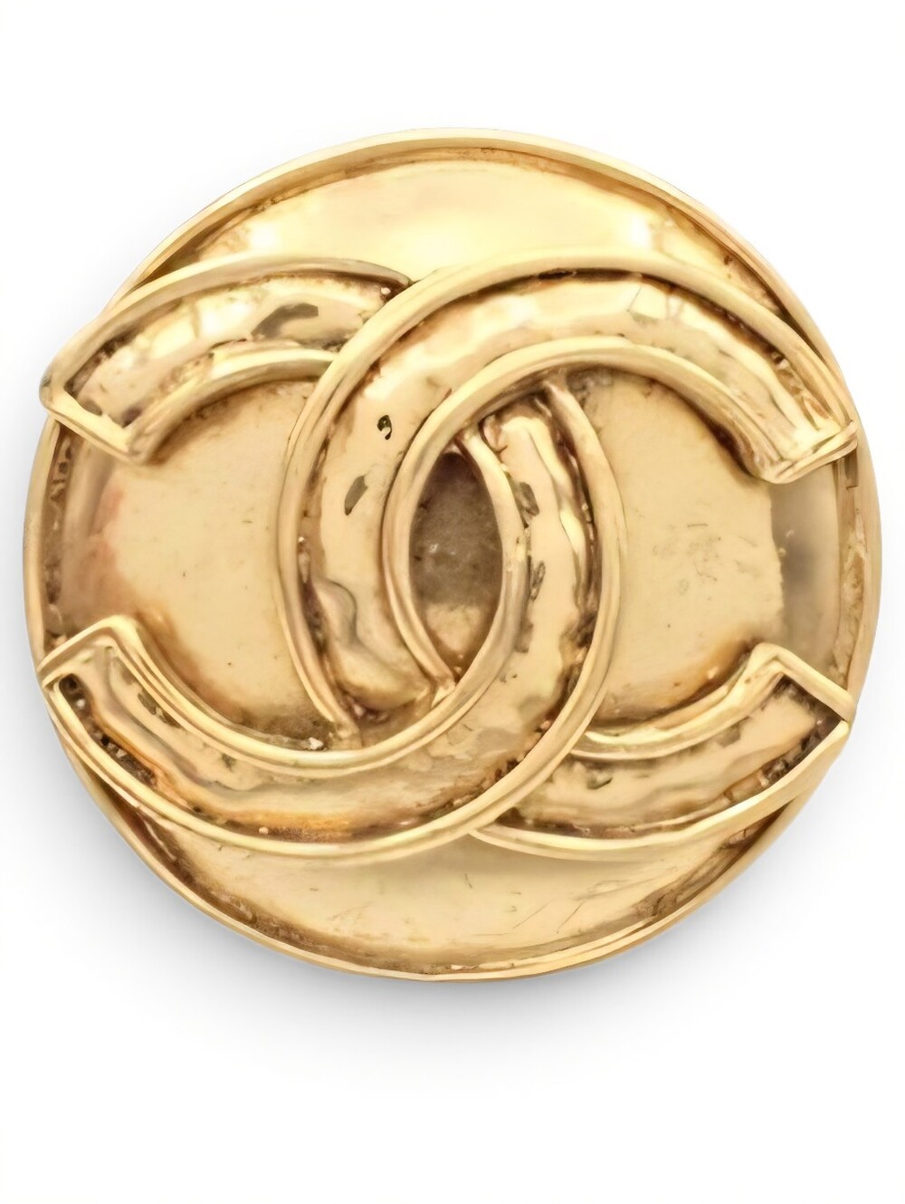 CHANEL Gold CC Interlocking Logo Brooch Pin Gold Plated Vintage